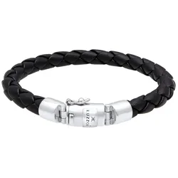 KUZZOI Herren Lederarmband Kastenverschluss 925 Silber Herrenschmuck