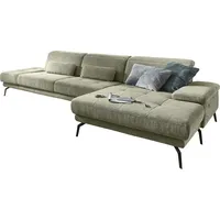 Ecksofa DIE PLANBAR "MP-IN20126 L-Form" Sofas Gr. B/H/T: 328cm x 82cm x 190cm, Material Bezug, Ottomane rechts, Kopfteilverstellung-Sitztiefenverstellung-Klappbarer Anstellhocker-Armteilverstellung, grün mit Kopfteilverstellung, optional Sitztiefen- & Armteilverstellung