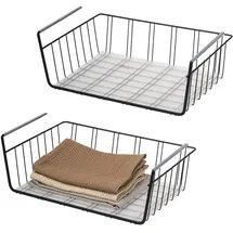 ELUNO Einhängekorb Schrankkörbe 2er Set inklusive Einlegeböden und Kratzschutz  onesize  schwarz