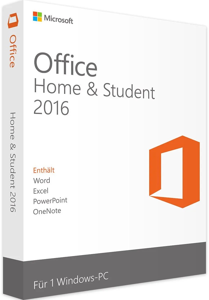 Office 2016 Home and Student - Produktschlüssel - Sofort-Download - Vollversion - 1 PC - Deutsch