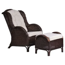MiaMöbel Rattan Hocker Panama Baumwolle 65 x 46 x 46 cm Braun