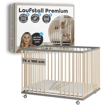 Sämann Laufgitter Matratze Cloud Air, Sprossen Lattenrost grau/natur Premium | Gr.: 75x100 cm