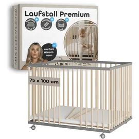 Sämann Laufgitter Matratze Cloud Air, Sprossen Lattenrost grau/natur Premium | Gr.: 75x100 cm