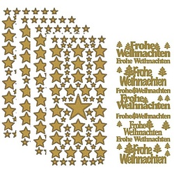 Klebesticker "Sterne & Weihnachten", gold, 23 x 10 cm, 5 Bogen