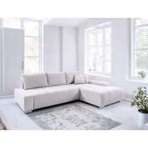 Fun Möbel Ecksofa Sofa mit Schlaffunktion VOGAR Stoff Poso Altweiß Ottomane Rechts - Weiß