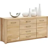 Mid.you Sideboard, Buche, Metall, Kernbuche, massiv, 2 Fächer, 4 Schubladen, 163x78x40 cm, Beimöbel erhältlich, Schlafzimmer, Schlafzimmer Kommoden