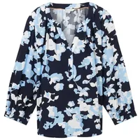 Tom Tailor Damen Bluse mit LENZINGTM ECOVEROTM, blau, Gemustert,