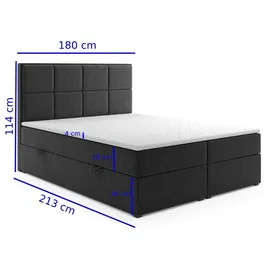 m-punkt Neapel 180 x 200 cm Schwarz/Grau