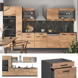 Vicco Küchenzeile R-Line 350 cm Goldkraft Eiche/Anthrazit