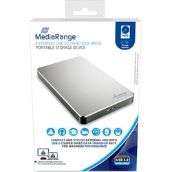 MediaRange HDD ext USB3.0 2TB silver  HDD extern, Kapazität: 2TB (2 TB), Externe Festplatte