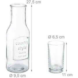 Relaxdays Wasserkaraffe Set mit Gläsern, transparent