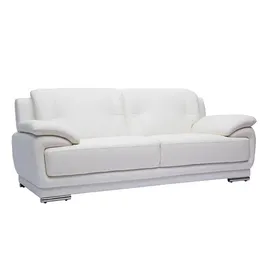 miliboo Design- Ledersofa weiß drei Plätze Büffelleder TAMARA