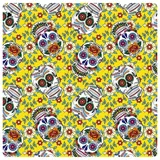 BrightGlow Totenkopf Baumwollstoff Meterware Halloween Bedruckte Stoffe mit Totenkopf-Motiv 100% Baumwolle Fat Quarter Bundle Halloween Bedrucktes Patchwork Halloween-Stoff Gelb 100X110cm