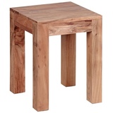 Wohnling Beistelltisch MUMBAI Massiv-Holz 35 x 35 cm Wohnzimmer-Tisch Design dunkel-braun Landhaus-Stil Couchtisch