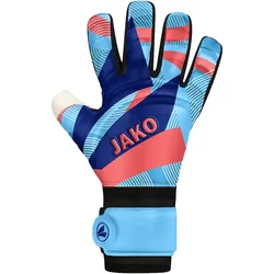 JAKO River Supersoft Negative Cut Torwarthandschuhe 436 - skyblue/coral/navy 10