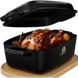 kaisertal 5in1 Gusseisen Bräter mit Deckel backofengeeignet Schmortopf, Induktionsfähig | Schwarz