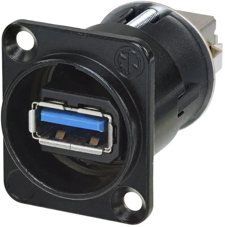 NEUTRIK® USB-A auf USB-B 180° drehbar, Metall-Einbaubuchse, Type D