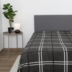 Bestlivings Kuscheldecke ( Dunkelgrau ) XXL - 220x240cm - hochwertige Fleecedecke, große weiche Wohndecke Karo Muster - kuschelig weich