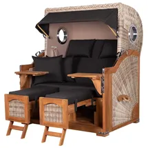 Mr. Deko bene,iving Strandkorb Komplettset Ammersee Grande XL Teak PE shell Modell 548 inkl. Liftersystem