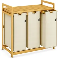 Freeyi AdelDream Wäschekorb 150L 3 Fächer Regale ausziehbarer und