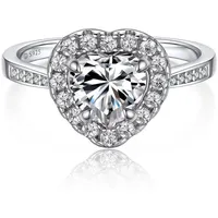 LuxusKollektion Verlobungsring Verlobungsring Damen Silber 1 Karat Moissanit Ring Frauen Halo silberfarben