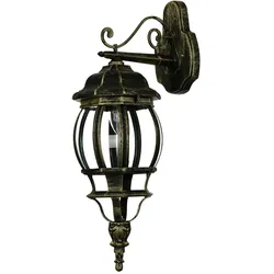 Licht-Erlebnisse Rustikale Wand Außenleuchte BREST Gold Antik 52cm