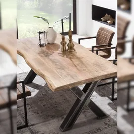 MiaMöbel Esstisch 'Vanaja' 160x90 cm Mango/Used-Look Massivholz, Metall Mango