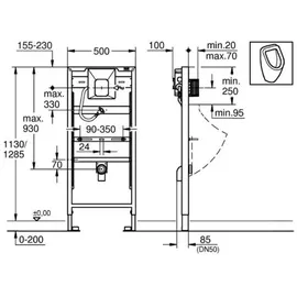 Grohe Rapid SL Urinal mit Grohe Rapido U 1,13 m und 1,30 m Bauhöhe, komplett vormontiert), 38786001