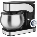 DMS® Küchenmaschine, 1600 Watt, 6,5L Edelstahlschüssel, 6 Geschwindigkeiten, Knethaken, Rührbesen, Schneebesen, Spritzschutz, Teig-/Rührmaschine, Knetmaschine, leistungsstark, KM-1600 (Schwarz)