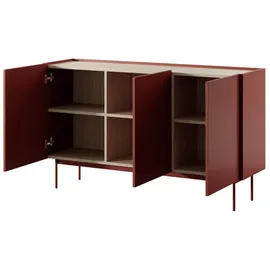 Feldmann-Wohnen Sideboard 144 x 83 x 37 cm Keramikrot / Eiche