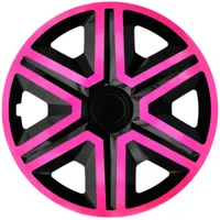 Luckyberg Radkappen 14 Zoll Action | Zierkappen in vielen Farben, Radzierblenden 4er-Set für die meisten Automarken und Stahlfelgen. Felgenabdeckung für Autofelgen. (14" - ROSA/SCHWARZ)