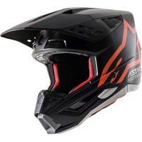 Alpinestars S-M5 Compass, Motocross Helm, schwarz-orange, Größe S
