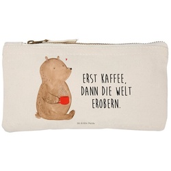 Mr. & Mrs. Panda Kosmetiktasche »Bär Kaffee - Weiß - Geschenk, Teddybär, Etui, Federmappe, Schminktasche klein, Teddy, Damen, Makeup, Motivation, Welt retten, Bären, Kosmetikbeutel« (1-tlg) weiß S Schminktasche - Ø 0 cm x 21 cm x 0.5 cm