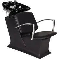 AYALA Friseurstuhl mit Waschbecken LADY PAKO Friseurwaschbecken Friseur Waschplatz Rückwärtswaschsessel Salon Friseursessel Waschsessel Schwarz