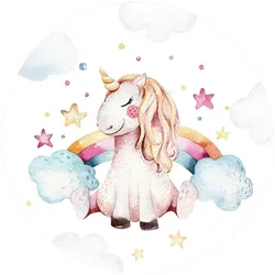 K&L Wall Art Vliestapete »Runde Vliestapete«, Kvilis Einhorn Regenbogen, mehrfarbig, matt - bunt