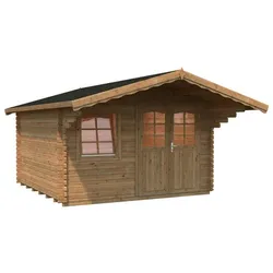 PALMAKO Blockbohlenhaus »Sally«, Holz, BxHxT: 426 x 256 x 530 cm (Außenmaße inkl. Dachüberstand) - braun