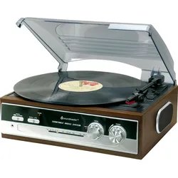 Soundmaster PL186H Plattenspieler Radio eingebaute Lautsprecher Kopfhörerbuchse Retro Nostalgie