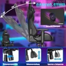 Kesser KESSER® Gaming Stuhl Ergonomisch Bürostuhl mit Kopfstütze & Lendenkissen Racing Gamer Stuhl 150kg belastbar Armlehne 360° Drehbarer Schreibtischstuhl Gaming Chair + Gummi-Rollen