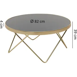 FineBuy Couchtisch Schwarz Gold Glasplatte Wohnzimmertisch Ø 82 cm