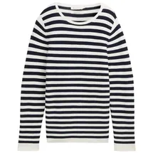 Tom Tailor Strickpullover Dunkelblau / Weiß S