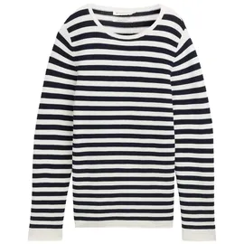 Tom Tailor Strickpullover Dunkelblau / Weiß S