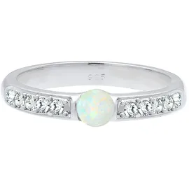 ELLI PREMIUM Verlobungsring Glas Kristalle Synthetischer Opal 925 Sterling Silber silberfarben 58 mm