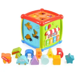 Moni Motorikwürfel HE0520 Activity Sortierspiel Steckspiel Musik Licht Formen bunt