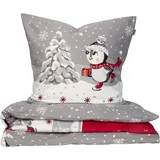 SCHIESSER Telso Pinguine Grau 155 x 220 cm + 80 x 80 cm