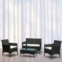 Yakimz Gartenmöbel Glas Couch Polyrattan Gartenlounge Sitzgruppe Farbwahl - Braun