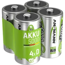 Ansmann Akku D 5000mAh Mono NiMH 1,2V – 1000x wiederaufladbar (4 Stück)