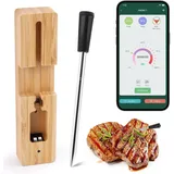 Kabelloses Smart Fleischthermometer, Grill Thermometer mit 60m,100% Wasserdicht, Multi-Sensor Technologie,Grillthermometer mit APP,Bratenthermometer für Küche Outdoor,Backofen,Grill,BBQ