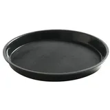 HENDI Serviertablett, rund, mit hohem Rand, Rutschfester Gummibeschichtung, Schock- und bruchfest, Gastro Tablett, Tablett, ø320x(H) 37mm, Polypropylen, Schwarz