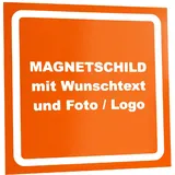 Kiwistar Magnetschild personalisiert - mit Wunschtext Foto und Logo bedruckt - Fahrzeugmagnet für Auto KFZ LKW Transporter Wohnmobil (orange, 20x20 cm)