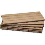 Tolletour 24er Set Wpc Terrassenfliesen Für Garten, 4 Lamellen, 30 × 60 Cm, Klicksystem, Holz-kunststoff-verbund In Teakoptik